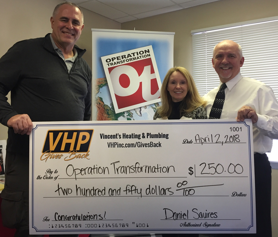 Third Place winner of VHP Gives Back, Operation Transformation.