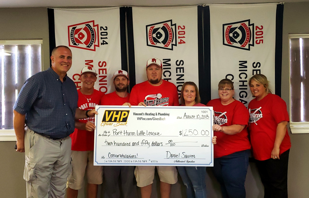 Third place winner of VHP Gives Back, Port Huron Little League.