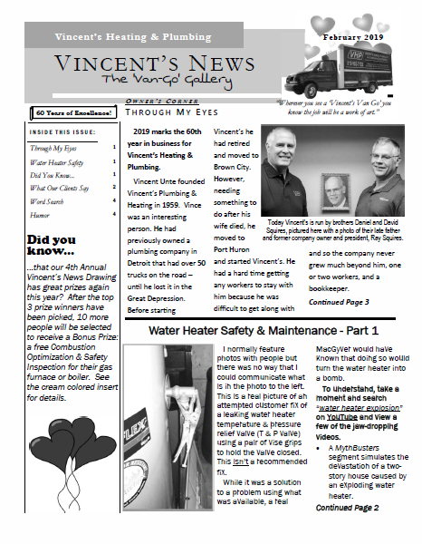 Read our February 2019 Newsletter.